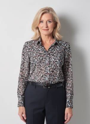 Chemisier coupe cintrée manches longues noir GEVANA femme