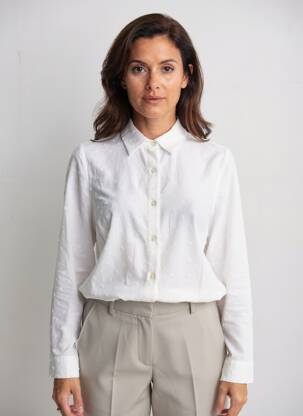 Chemisier tissage crêpe manches longues blanc DIVILUNE femme