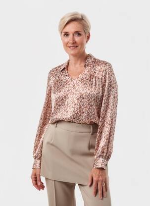 Blouse imprimé fantaisie manches longues beige GEVANA femme