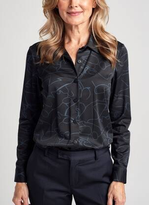 Chemisier coupe cintrée manches longues noir GEVANA femme