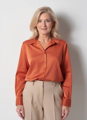Chemisier coupe cintrée manches longues orange GEVANA femme