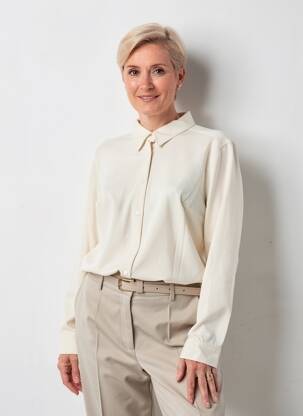 Chemisier coupe cintrée manches longues blanc GEVANA femme