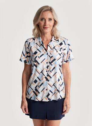 Chemisier manches courtes manches courtes bleu GEVANA femme