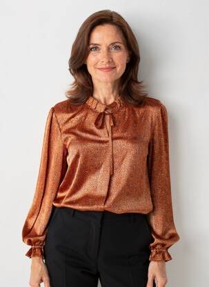 Blouse col rond manches longues marron GEVANA femme