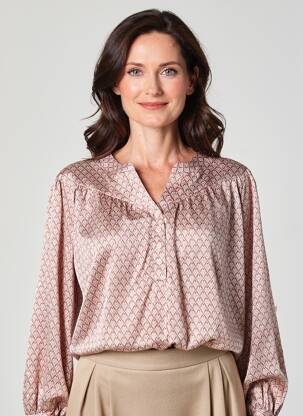 Blouse tissage popeline manches longues rose GEVANA femme