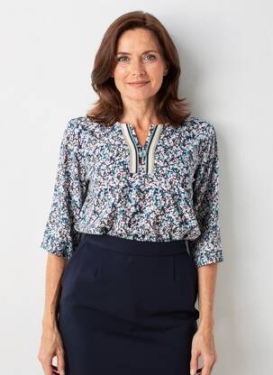 T-shirt manches 3/4 manches 3/4 bleu GEVANA femme