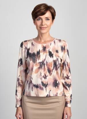 T-shirt imprimé fantaisie manches longues rose GEVANA femme