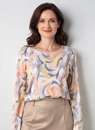 Pull coupe cintrée manches longues beige GEVANA femme