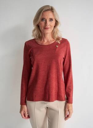 Pull tissage chiné manches longues orange GEVANA femme