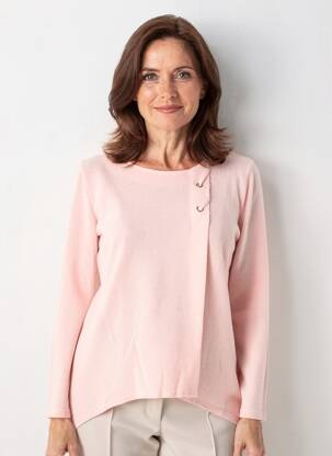 Pull tissage chiné manches longues rose GEVANA femme