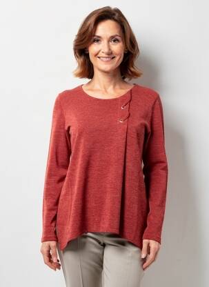 Pull tissage chiné manches longues orange GEVANA femme