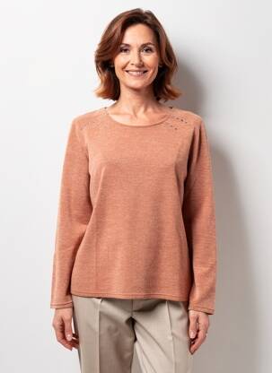 Pull tissage chiné manches longues orange GEVANA femme
