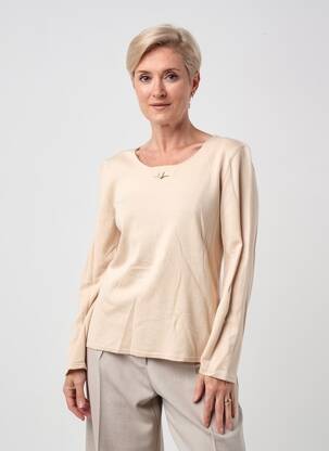 Pull tissage chiné manches longues beige GEVANA femme