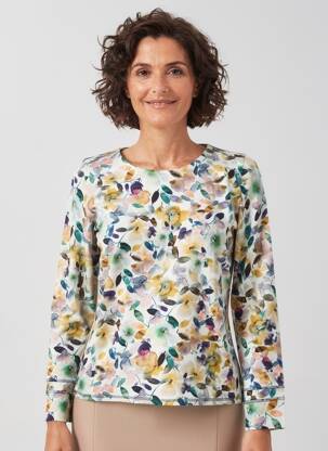 Pull coupe cintrée manches longues beige GEVANA femme