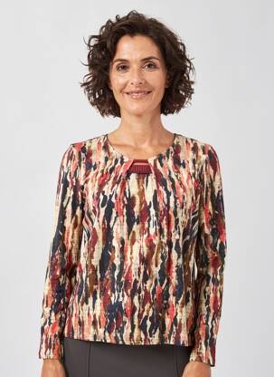T-shirt imprimé fantaisie manches longues beige GEVANA femme