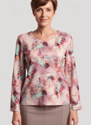 Pull coupe cintrée manches longues rose GEVANA femme