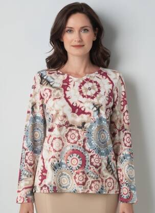 Pull coupe cintrée manches longues beige GEVANA femme