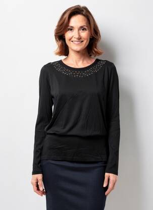 Top manches longues manches longues noir GEVANA femme
