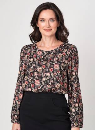 T-shirt imprimé fantaisie manches longues noir GEVANA femme