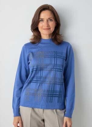 Pull coupe cintrée manches longues bleu GEVANA femme