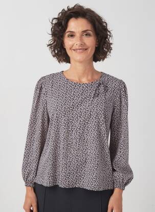 T-shirt imprimé fantaisie manches longues bleu GEVANA femme