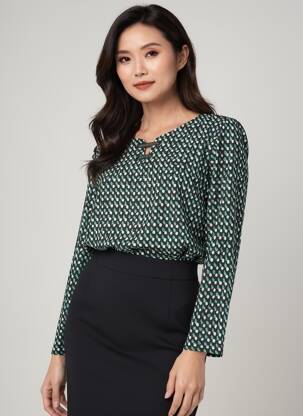 Top manches longues manches longues vert GEVANA femme
