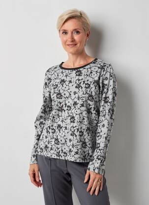 Pull coupe droite manches longues gris GEVANA femme