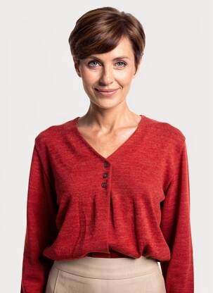 Pull tissage chiné manches longues orange GEVANA femme