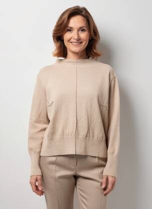 Pull tissage chiné manches longues beige GEVANA femme