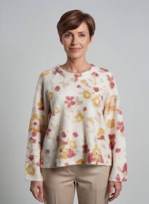 Pull stretch manches longues beige GEVANA femme