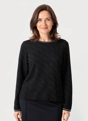 Pull coupe cintrée manches longues noir GEVANA femme