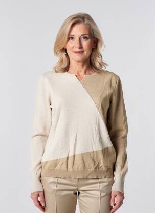 Pull stretch manches longues beige GEVANA femme