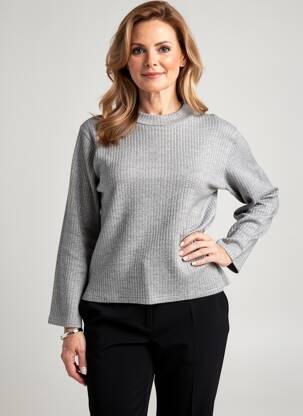 Pull coupe cintrée manches longues argent GEVANA femme