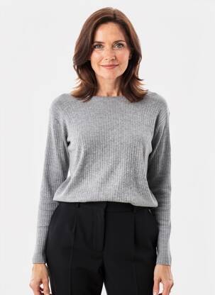 Pull coupe cintrée manches longues gris GEVANA femme