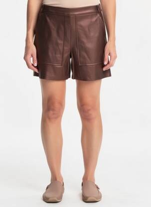 Short tissage simili-cuir taille normale marron GEVANA femme