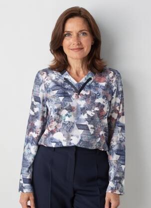 Pull coupe droite manches longues bleu GEVANA femme