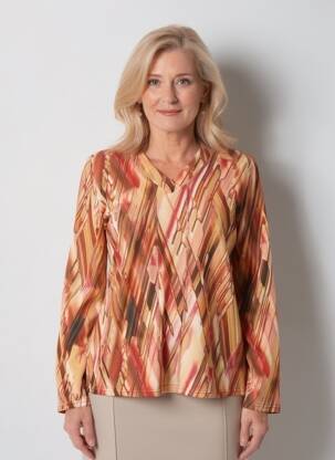 Pull coupe cintrée manches longues orange GEVANA femme