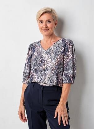 Top stretch manches 3/4 bleu GEVANA femme
