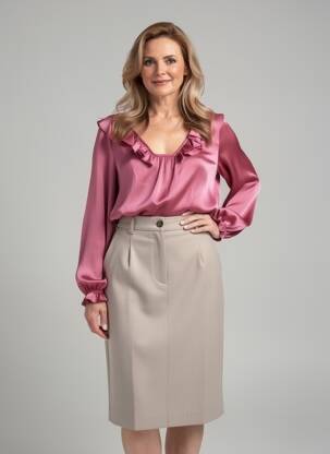 Blouse manches longues manches longues rose GEVANA femme
