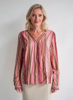 Blouse tissage popeline manches longues rose GEVANA femme