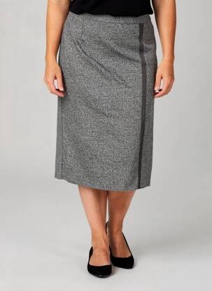 Jupe mi-longue coupe droite gris GEVANA femme