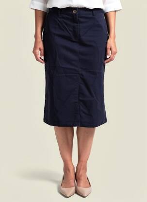 Jupe mi-longue stretch bleu GEVANA femme