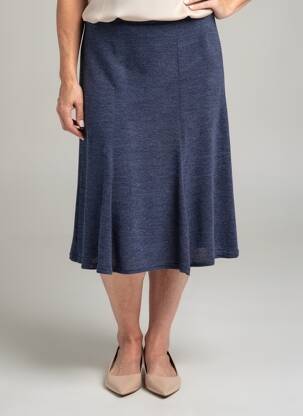 Jupe mi-longue stretch bleu GEVANA femme