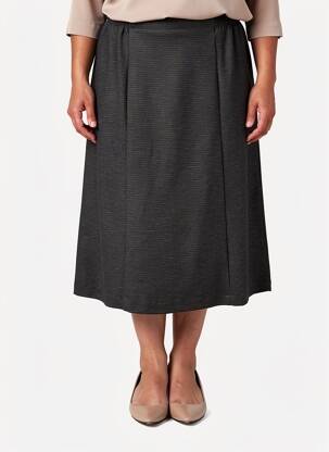 Jupe mi-longue stretch gris GEVANA femme