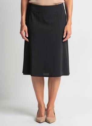 Jupe mi-longue stretch noir GEVANA femme
