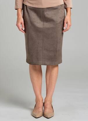Jupe mi-longue stretch marron GEVANA femme