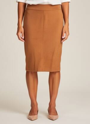 Jupe mi-longue stretch orange GEVANA femme