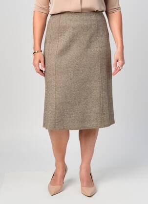 Jupe mi-longue stretch marron GEVANA femme