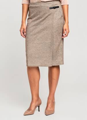 Jupe mi-longue stretch beige GEVANA femme