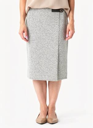 Jupe mi-longue stretch gris GEVANA femme